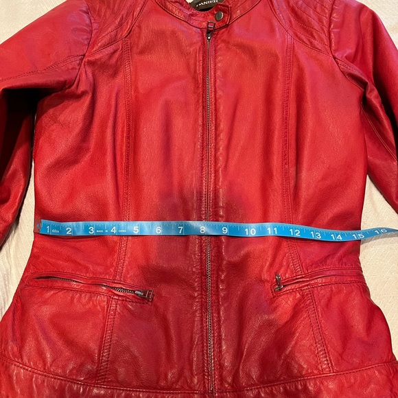 Red Leather Moto Style Jacket by Danier - Picture 9 of 9